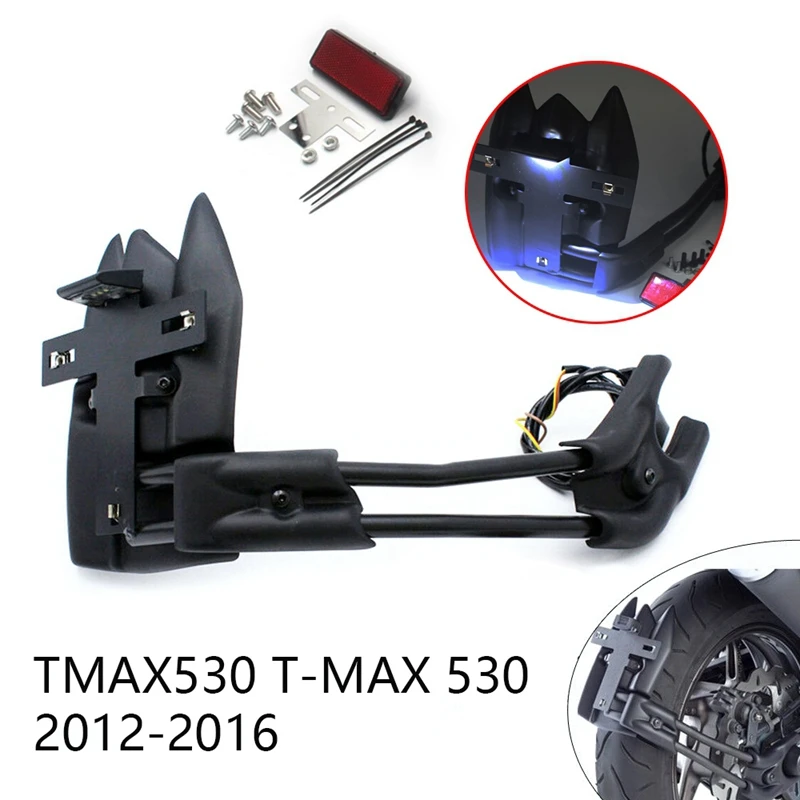 

Motorcycle Rear Mudguard Fender License Plate Holder with LED Light for Yamaha TMAX530 T-MAX 530 2012-2016