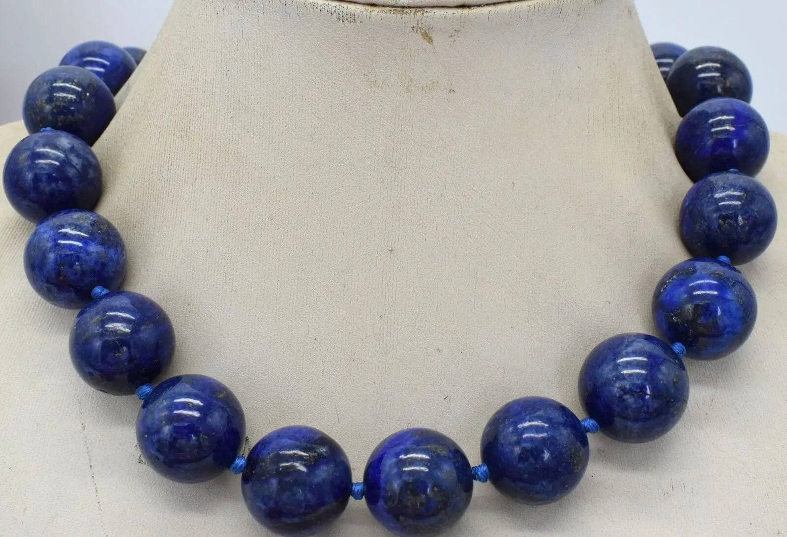 

Fashion 20mm Round Blue Egyptian Lapis Lazule Gemstone Beads Necklaces 18"