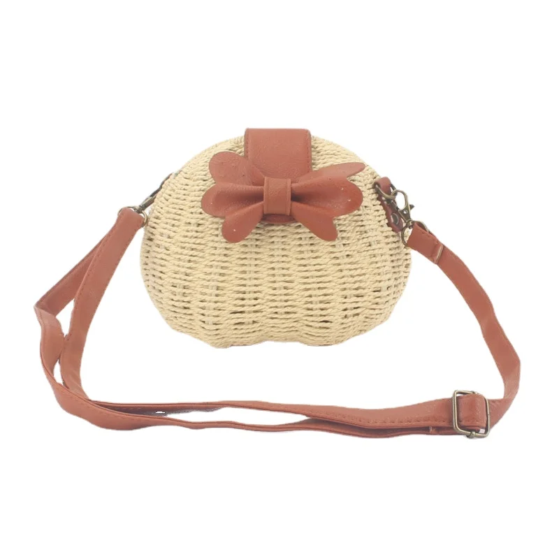 

2021 New Candy Color Messenger Woven Bag Beach Bag Mori Grass Woven Bag Leisure Women's Bag Small and Fresh