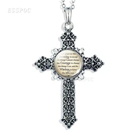 serenity prayer religion jewelry god inspirational quote cross pendant christian glass cabochon cross necklace