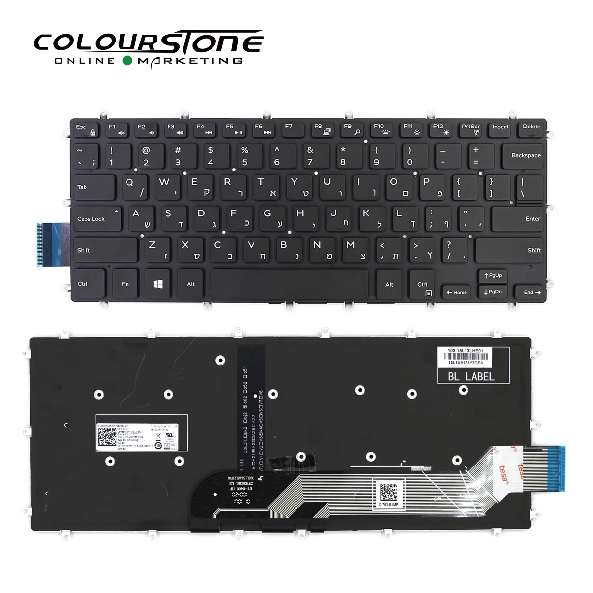 

New HB Hebrew Laptop Keyboard With Backlit For DELL Inspiron 5368 5378 7368 7378 7460 7466 7467 7560 7472 7572 3379
