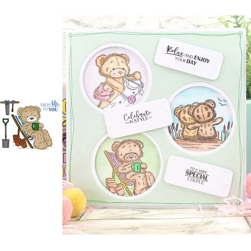 Прозрачные штампы с милыми животными и маленьким медведем для скрапбукинга