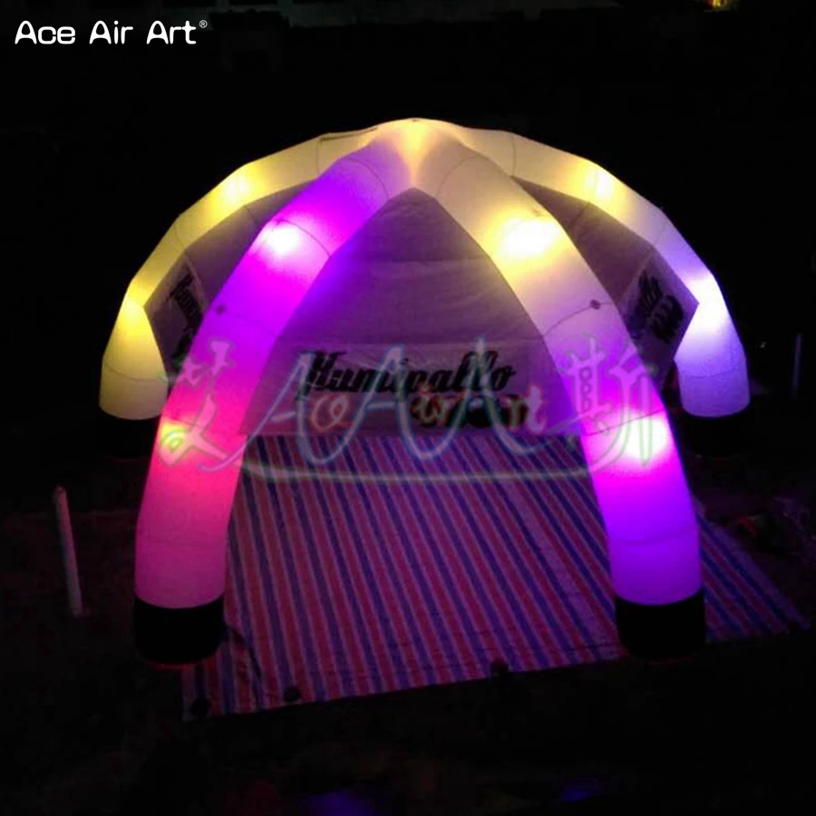 Custom 8 m diameter 5 legs lighting white inflatable spider tent with colorful led light gathering place event station dome | Игрушки и