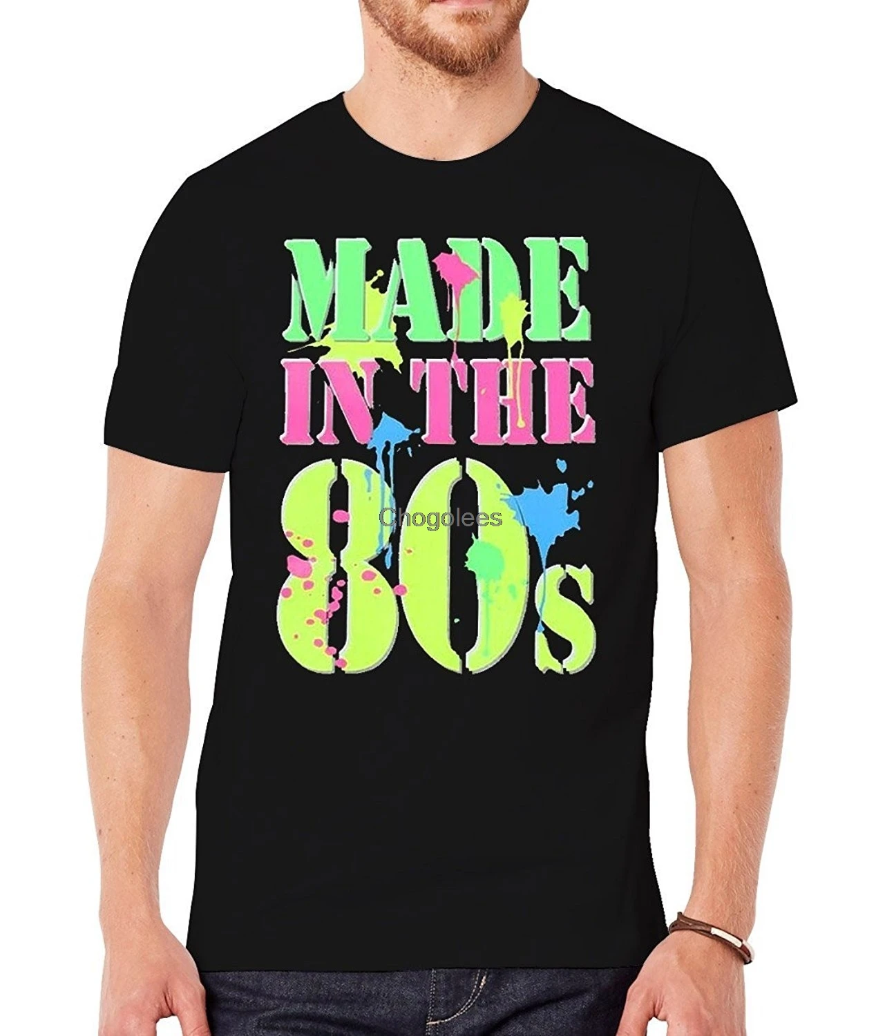 Мужская неоновая футболка поколения X сделано в 80 х модная акция|Мужские