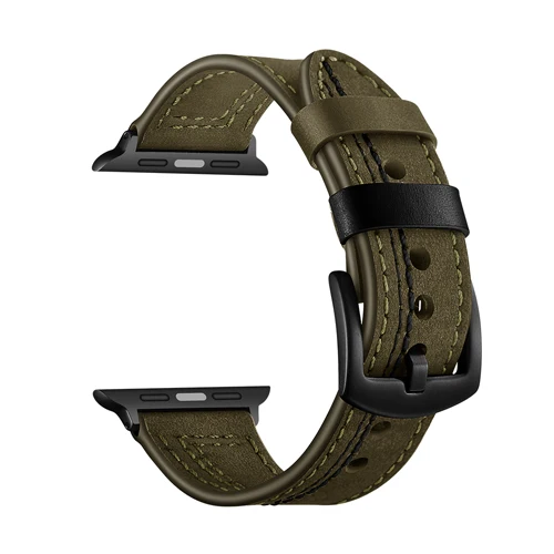 Аксессуары для наручных часов для apple watch, ремешок 42 мм, 38 мм, версия apple watch band 44 мм 40 мм наручных часов iwatch серии 5/4/3/2/1 браслет из натуральной кожи - Цвет ремешка: green