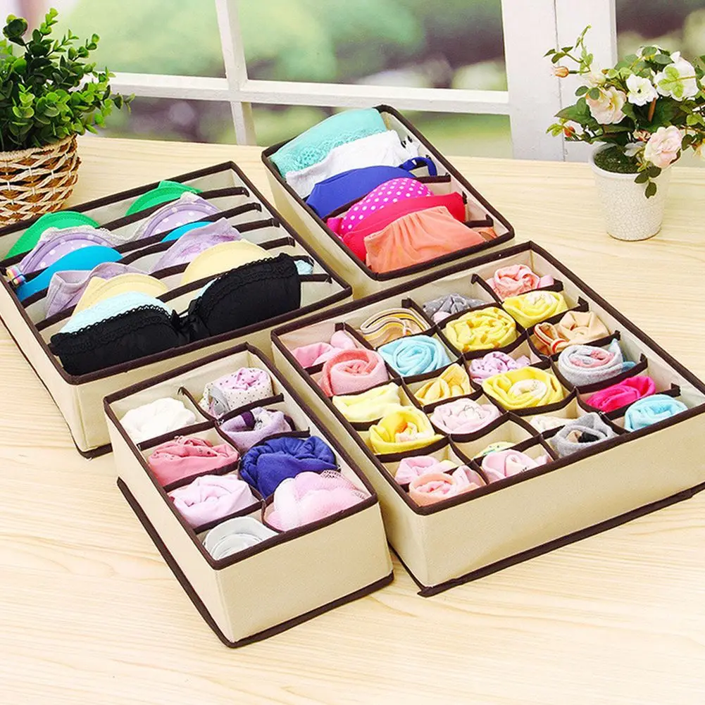 

Drawer Wardrobe Organizers Dividers 24 Cell Collapsible Underwear Storage Boxes For Storing Socks, Bra, Handkerchiefs