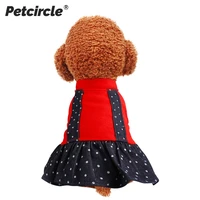 2020 new winter pet dog cat clothes dress cotton red dot denim skirt cute princess warm tutu clothing for small dogs pet apparel