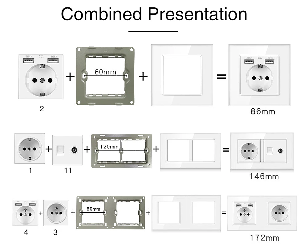 UBARO белая розетка USB 5 в 2100 мА RJ45 /RJ11/TV /HDMI Индукционная Светодиодная лампа для ног