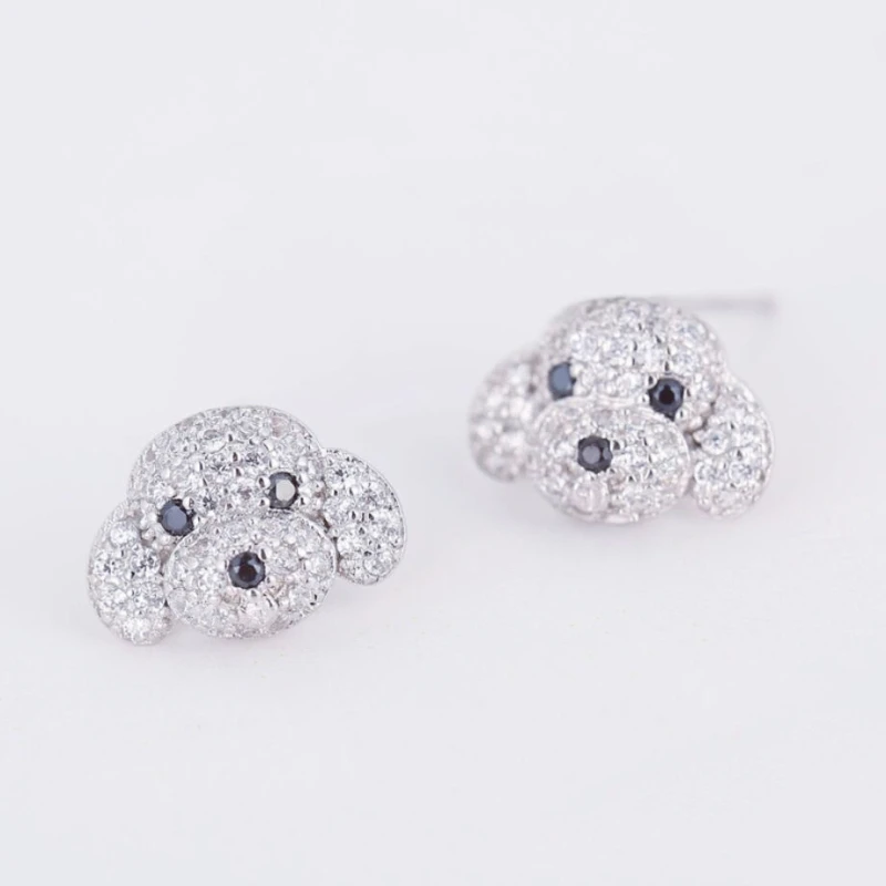 Temperament Cute Dog Stud Earrings Korean Personality 925 Sterling Silver Personality Fashion Female Earring SEA099 personality temperament korean edition earring fashion ol white zirconia blue topping stone tremella nail allergy