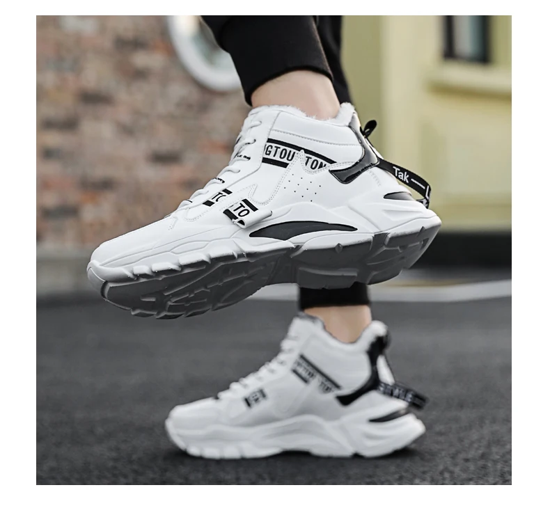 

Men's Boots Couple Men's Winter Warm Snow Boots Men's Fur Plush High To Help Ankle Boots Sports Shoes Work Shoes Men's Lace