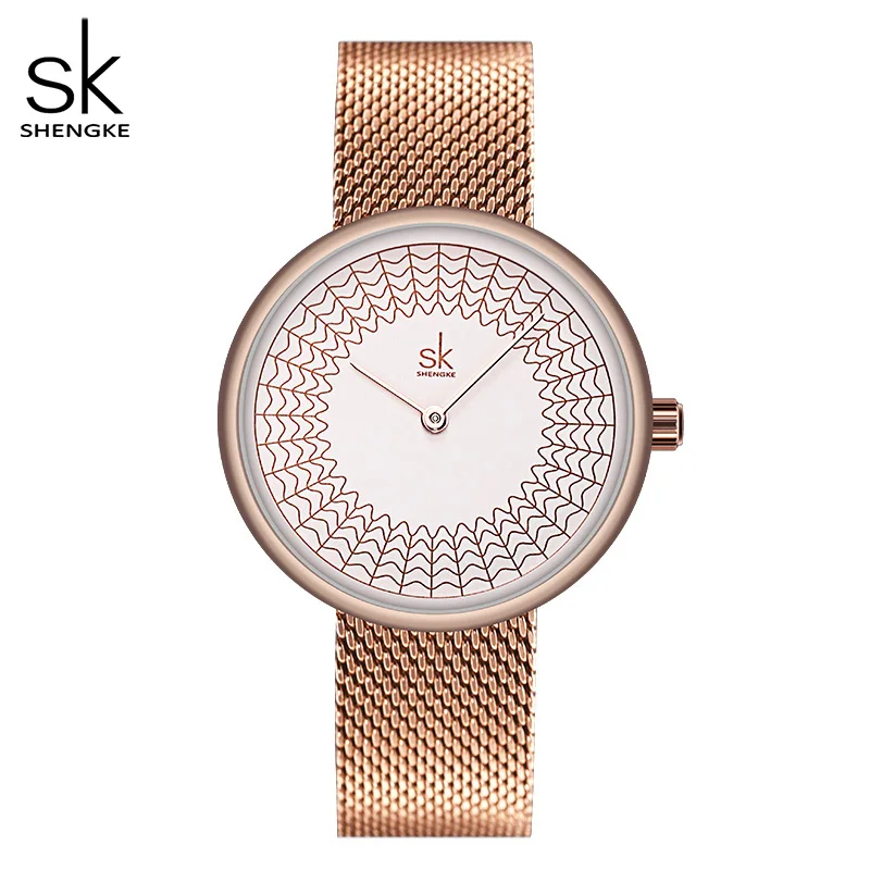 

Shengke Gold Watch Women Watches Ladies Creative Steel Women's Meshband Watches Female Clock Relogio Feminino Montre Femme