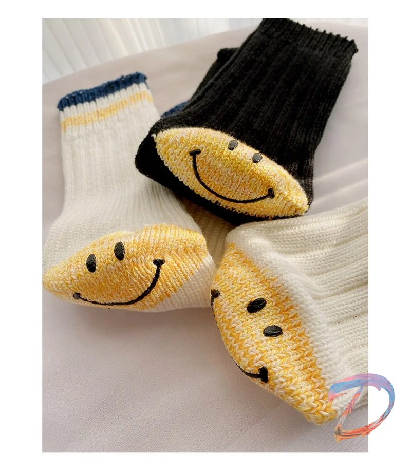 KAPITAL Middle Tube Socks High Quality Casual Men's Women's Smiley Face  Cotton Socks Casual KAPITAL Knitted Socks