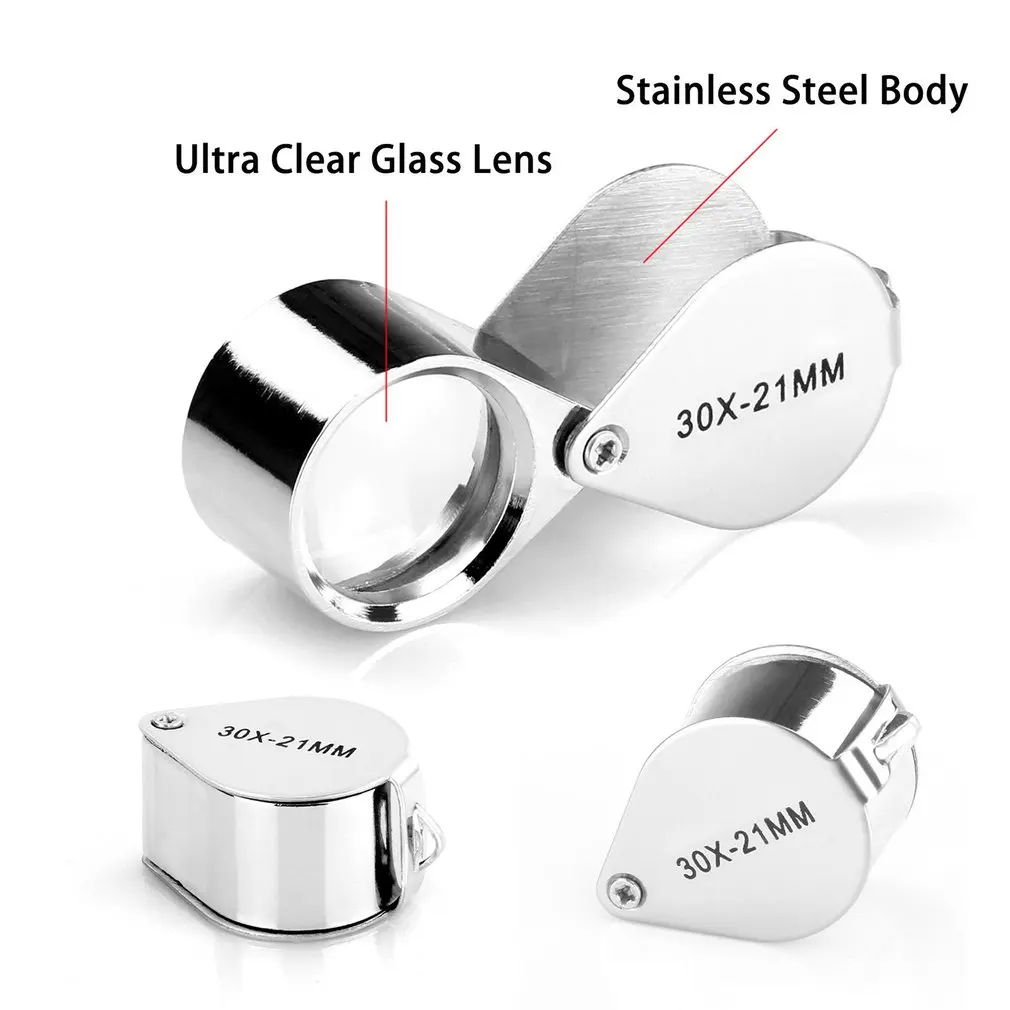 

30X Magnifier Jewelers Eye Tool Jewellery Folding Loupe Pocket Jewelry Diamond Pocket Size Tool
