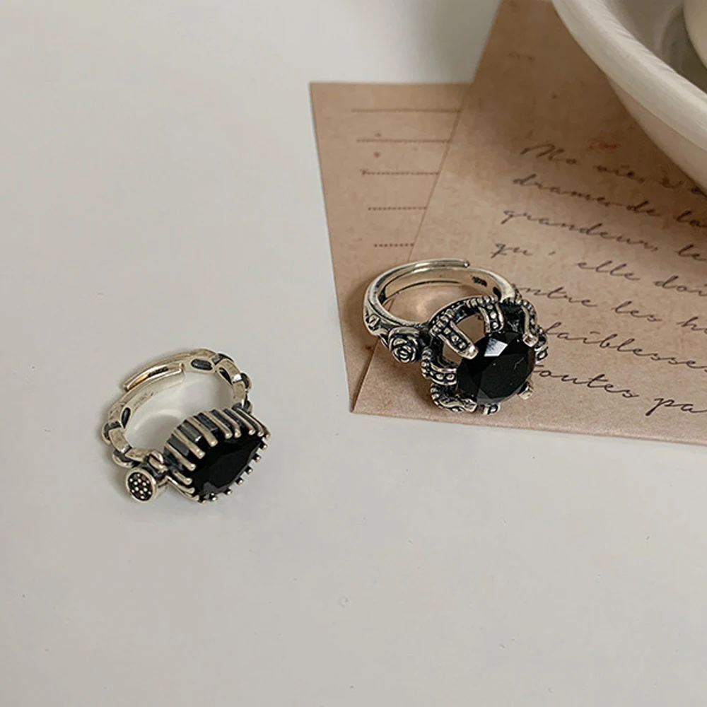 

Vintage Punk Silver Color Love Engagement Rings New Fashion Vintage Punk Water Drop Geometric Party Jewelry Gifts For Women