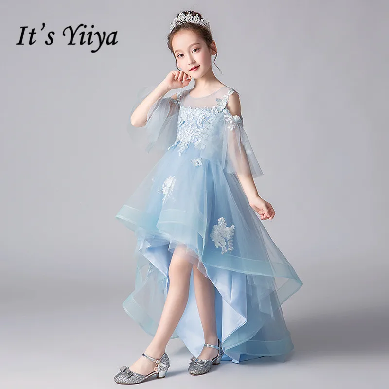 Платье для девочек с аппликацией It's Yiiya синее платье первого причастия