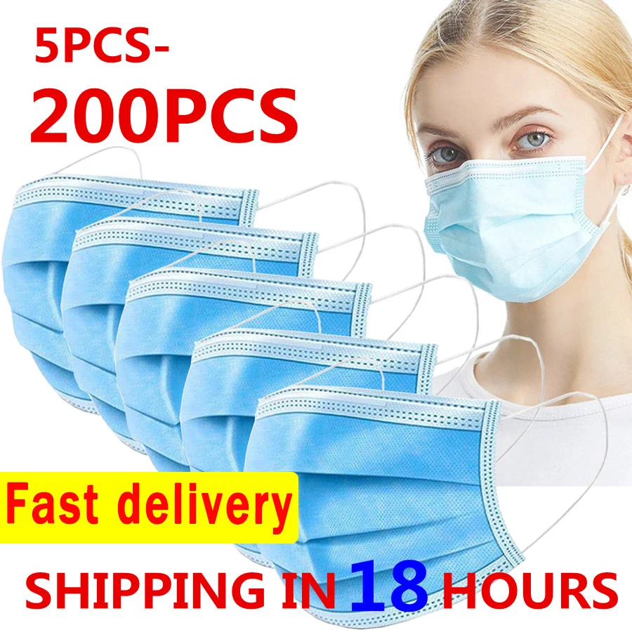 5 200 шт. одноразовые маски для лица 》 нетканый 3 Слои слоя маска полости рта фильтр