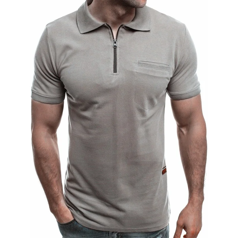 2021 New Fashion Men T Shirts Solid Colors Lapel Short Sleeve Shirts Business Casual Tee
