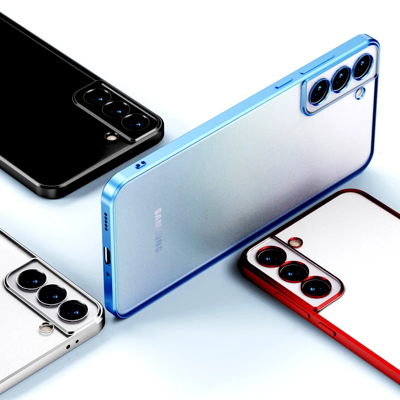 Luxury Matte Transparent Cases For Samsung Galaxy S21 Ultra Plus S21Ultra S 21 Full Camera Lens Protect Square Soft Shell Covers
