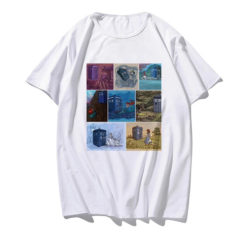 

Summer Kawaii Doctor Tardis Princess Funny Cartoon T-shirt Women Harajuku T Shirt Graphic White Tshirt Anime Female Tops Tees