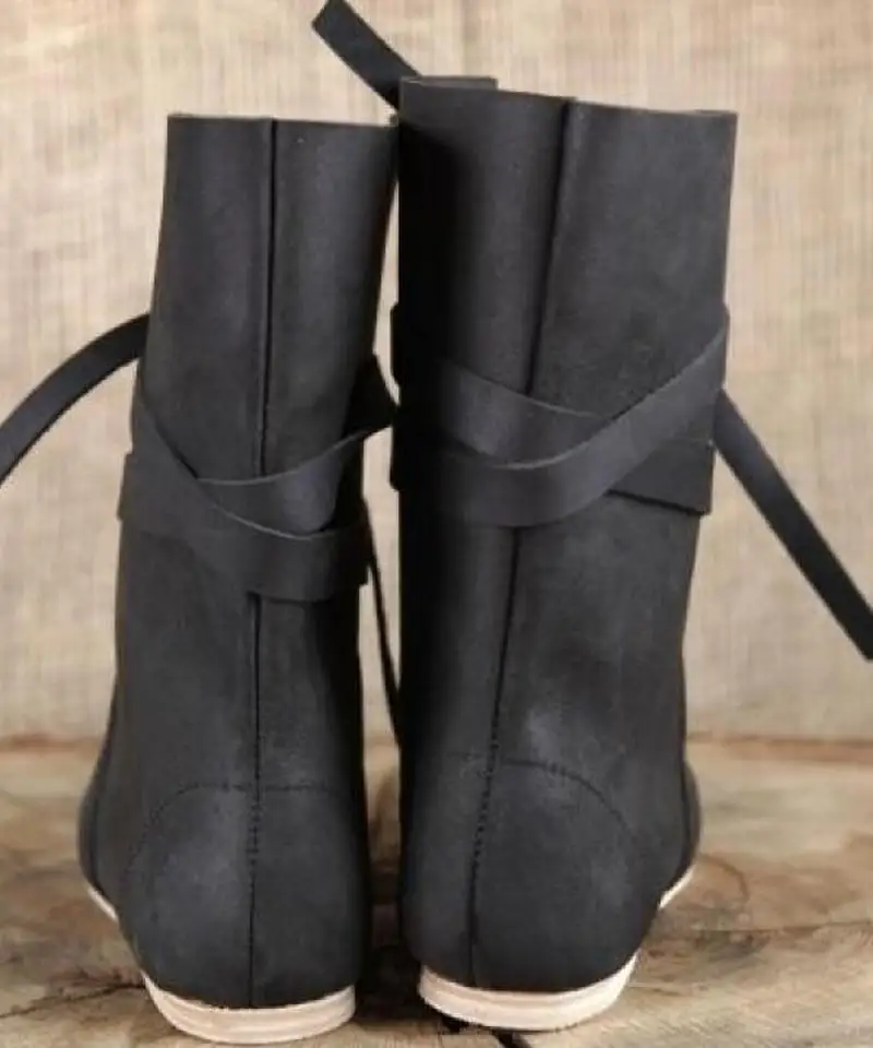 Женские ботинки до середины икры обувь на плоской подошве с круглым носком