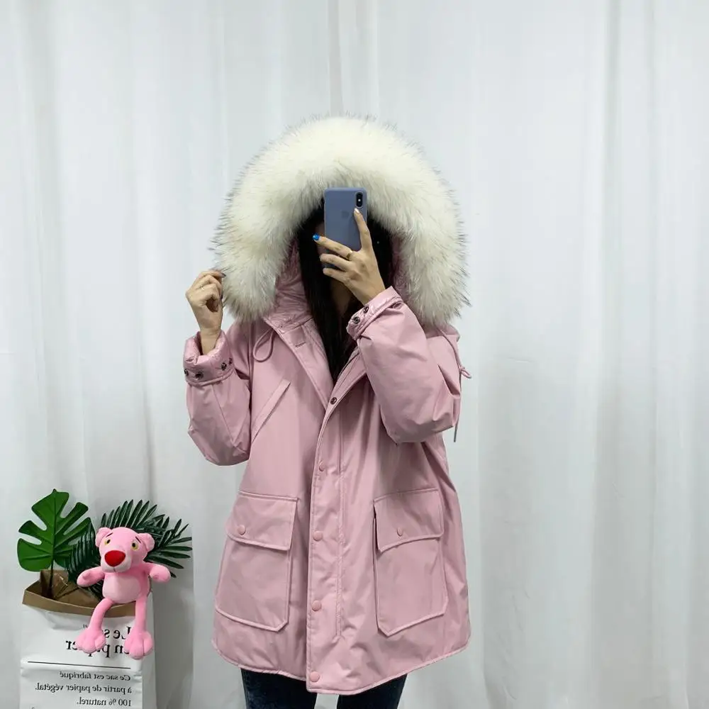 Двухсторонний женский пуховик зимняя теплая парка с капюшоном и воротником из