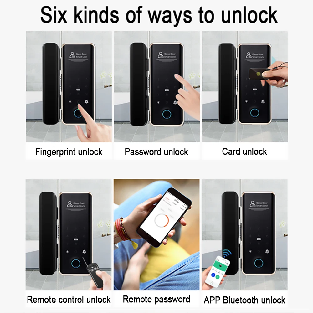 Promo TTLOCK Mobile Phone APP Unlock Fingerprint Bluetooth Magnetic Card Password Office Office Glass Door Deadbolt Smart Door Lock