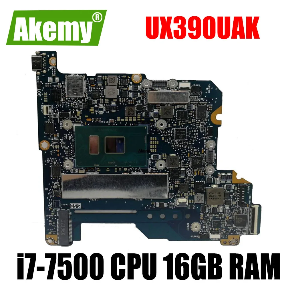 Akemy для For Asus ZenBook 3 UX390 UX390U UX390UA UX390UAK материнская плата ноутбука i7 7500 процессор 16 Гб