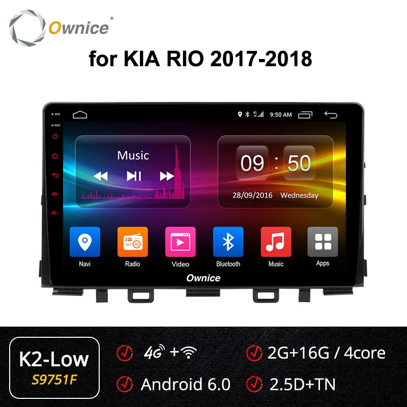S9751 K2-Low Ownice K1 K2 K3 K5 K6 2G Восьмиядерный Android 8,1 автомобильный DVD gps плеер для Kia RIO- мультимедийная Поддержка автомобиля Play 4G LTE ips - Цвет: S9751 K2-Low