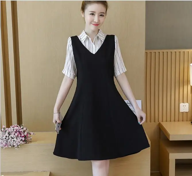 Осеннее платье с коротким рукавом для беременных женщин Одежда V-образным