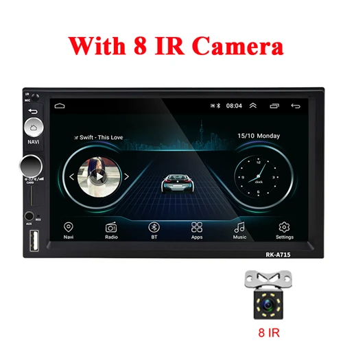 With 8 IR Camera Hikity 2 Din Andriod 8,1 Автомобильный мультимедийный плеер 7 дюймов универсальная gps-навигация Bluetooth автомобильный аудио Wifi USB FM MirrorLink радио - Цвет: With 8 IR Camera