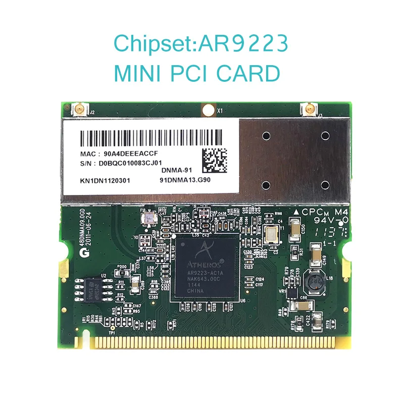 

Ноутбук Atheros AR9223 Mini PCI беспроводной Wi-Fi WLAN сетевая карта Стандартного размера для Acer Toshiba Dell 300M 802.11b/G/N DNMA-91
