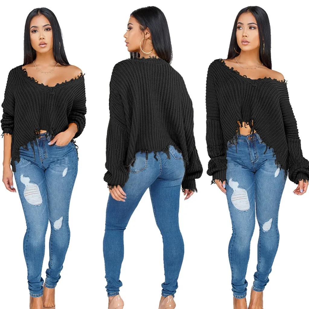 

Luxury Sweaters For Women Women's Fashion Autumn/Winter Long Sleeve Knitted V-neck Sweaters Wrap Pullover Women's Jumper Suit