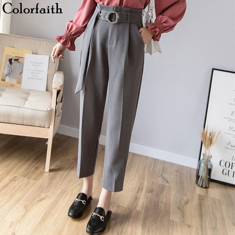 Colorfaith Новинка 2019 осень зима женские брюки офисные элегантные минималистичные с