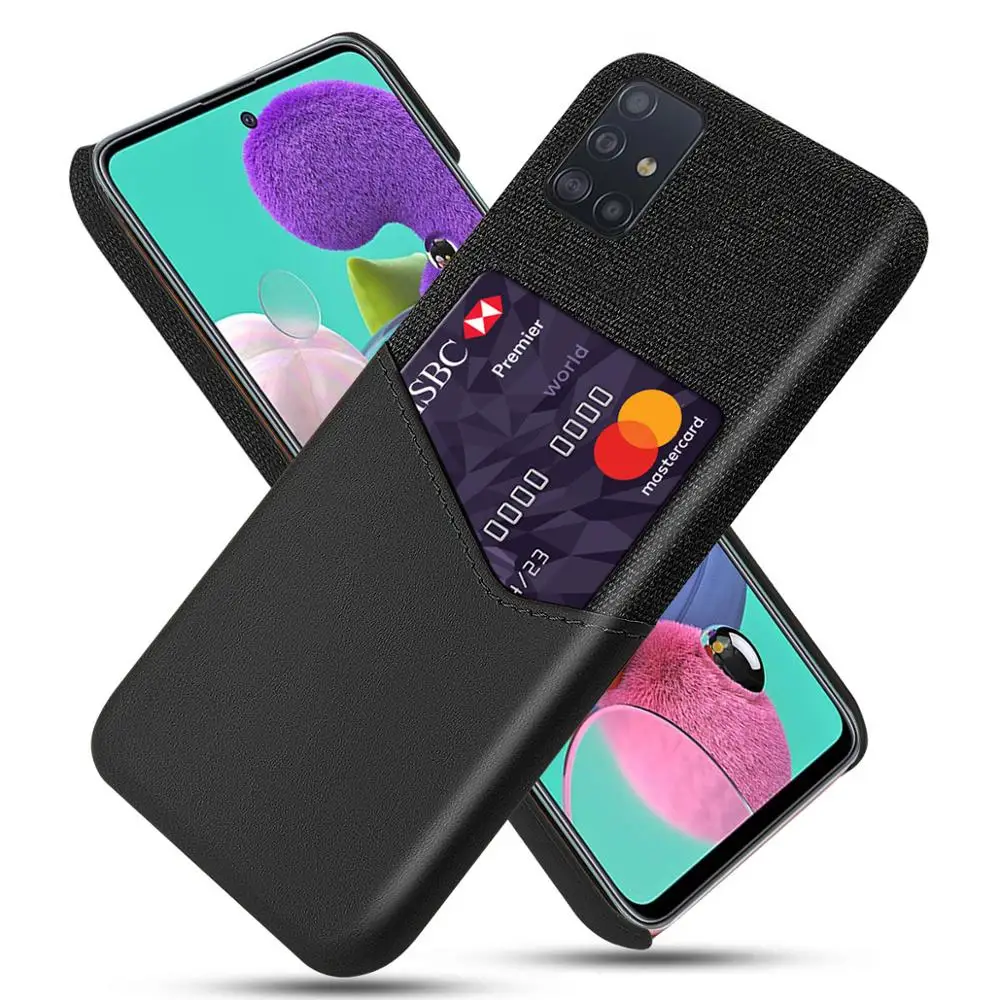 Чехол для Samsung Galaxy A71 роскошный кожаный и тканевый противоударный чехол-кошелек с