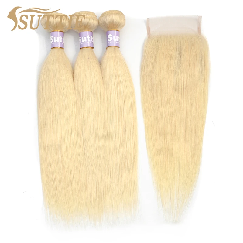 

Suttie 613 Blonde Bundles With 13x4 Frontal Hd Transparent Lace Straight Front Remy Virgin Human Hair Bundle With 4x4 Closure