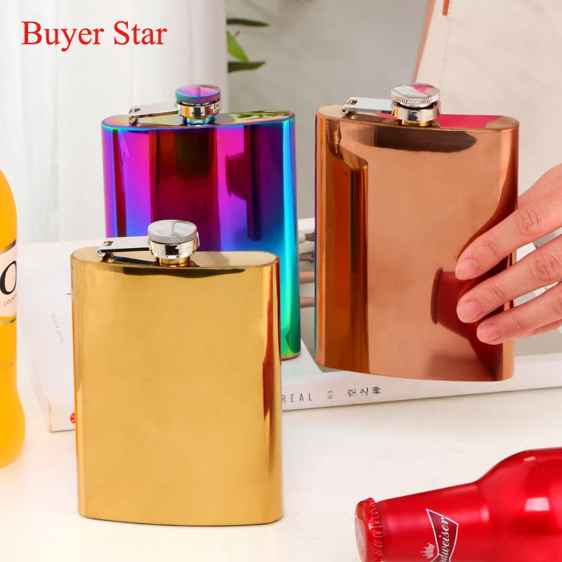 

8oz Gold Stainless Steel Hip Flasks Metal Whisky Wine Pot Bar tools Drinker Travel Portable Pocket Alcohol Bottle Drinkware Set