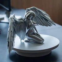 figurines miniatures silver angel wings resin crafts desktop ornaments garden ornaments home decor angel cabochon decoration