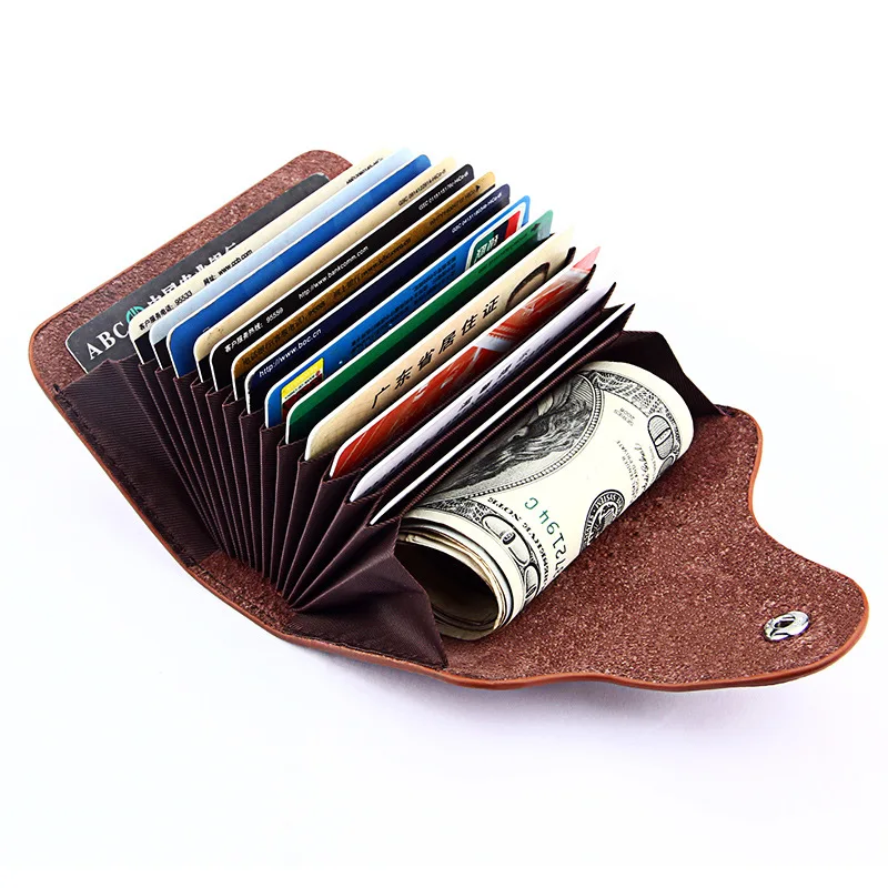 

14 Slots PU Leather Card Holder & Note Holder Organizer Men Women Portable Wallet Business ID Card Holder Bank Credit Card Purse