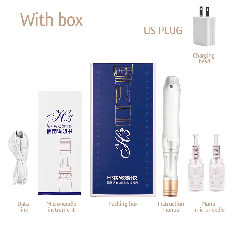With box US Винт Dr. pen Dr. pen ручка иглы картридж иглы наконечники нано иглы для электрической микро-прокатки Dr. Pen штамп терапия сужение пор - Цвет: With box US