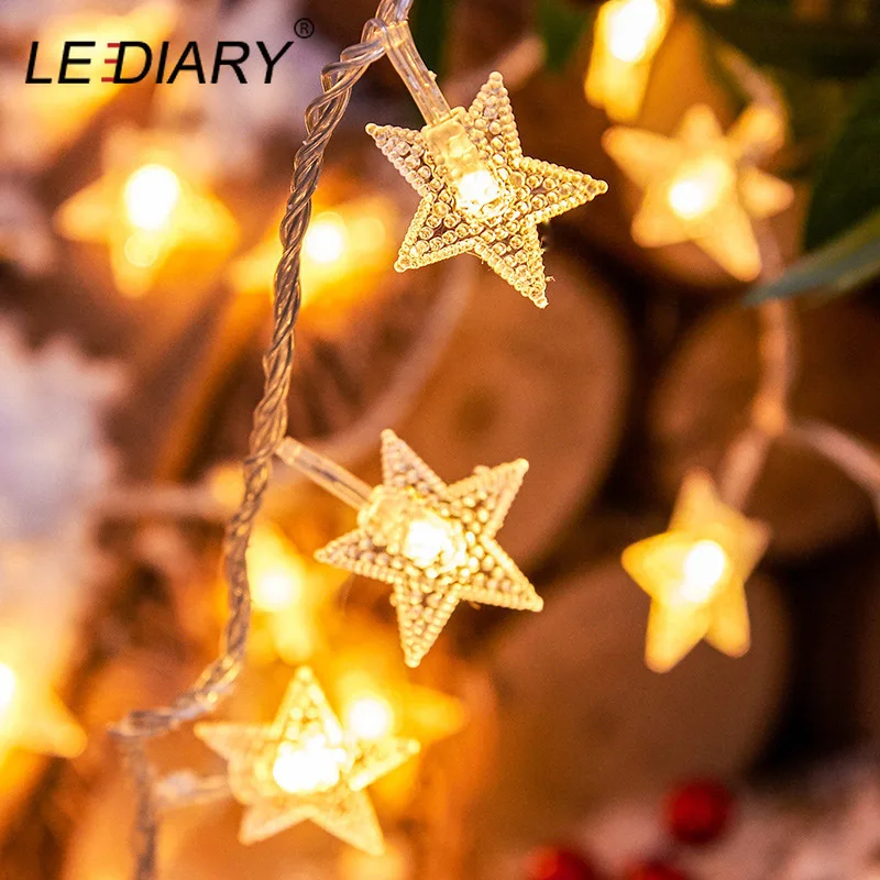 

LEDIARY Christmas Star LED Lantern String Light Gypsophila Battery Box Remote Control Low Voltage Wedding Christmas Decoration