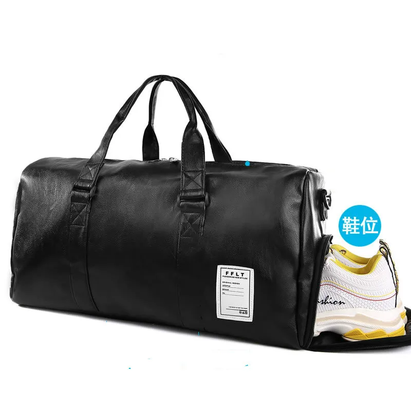 

Top Quality PU Leather Travel Bag Men/Women Hand Luggage Handbag Black Travel Duffel Bags Big Capacity Duffle Totes weekend bag