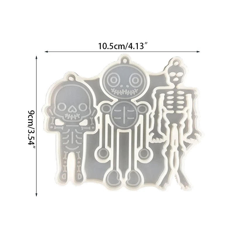 

E56A Shiny Skeleton Earrings Epoxy Resin Mold Skull Keychain Silicone Mould DIY Crafts Jewelry Pendant Necklace Mold