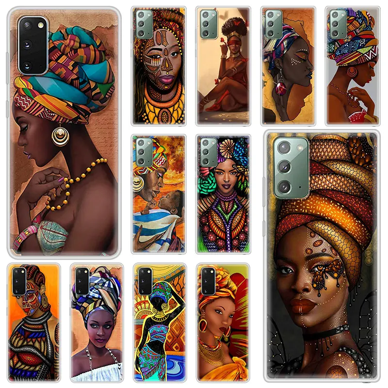 

Case For Samsung Galaxy S20 FE Ultra S10 S10e S9 S8 Plus Note 10 Lite 20 9 8 Soft Matte Back Phone Cover Colorful African Girl