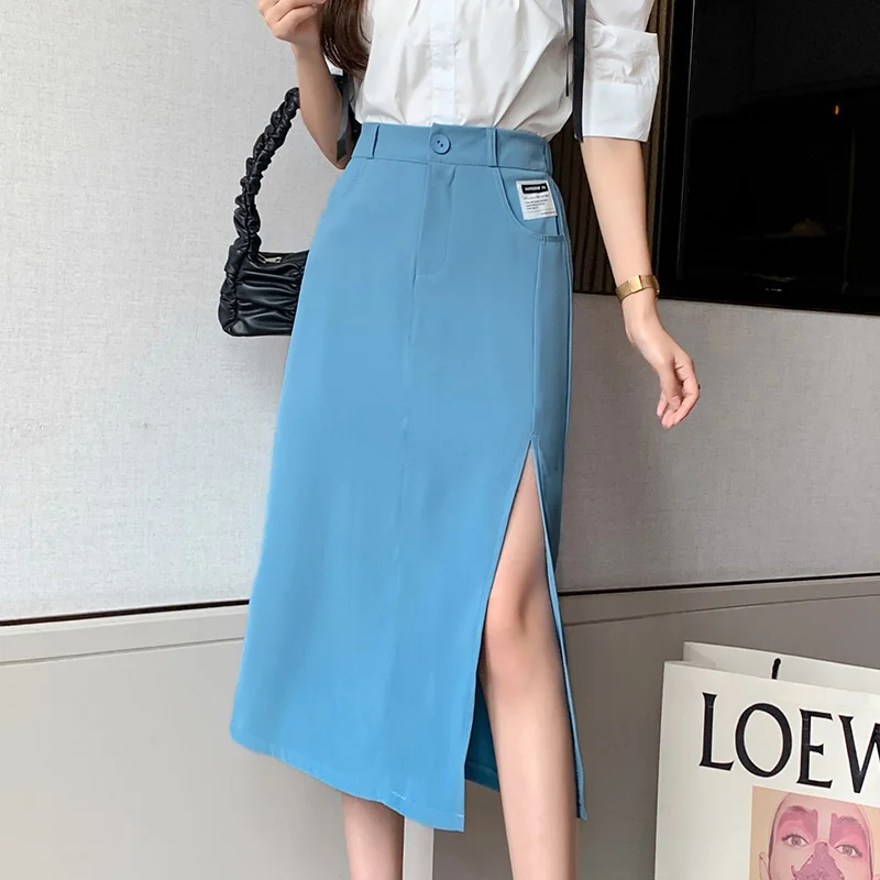 

Женская юбка с завышенной талией, длинная юбка А-силуэта, мода Nuyoah, 2021