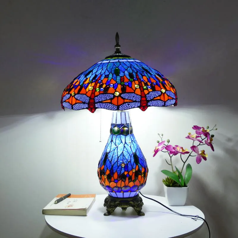 

American Pastoral Tiffany Bedroom Bedside Lamp Decorative Table Lamp European Mediterranean Warm Living Room Study Table Lamps