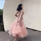 Женская длинная юбка из тюля, розовая юбка-макси из фатина