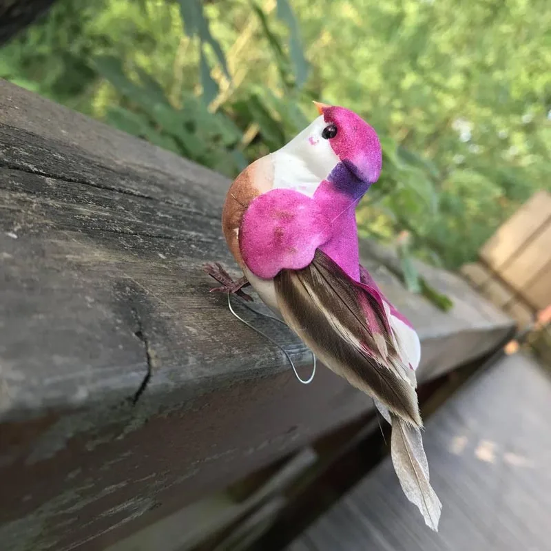 Искусственные поролоновые птицы в розовом оранжевом фиолетовом цвете