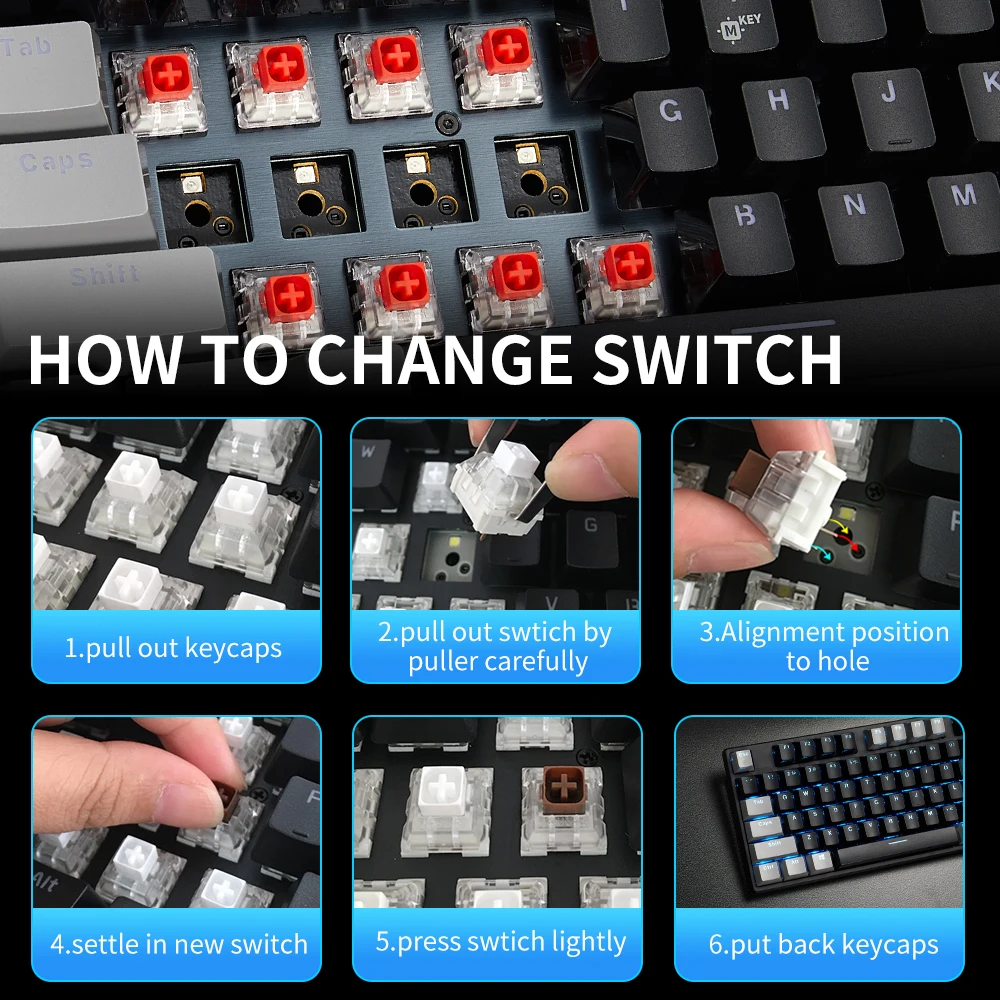 hexgears gk705plus kailh box switch mechanical keyboard hot swap lol 104 keys waterproof mechanical gaming keyboard for desktop free global shipping