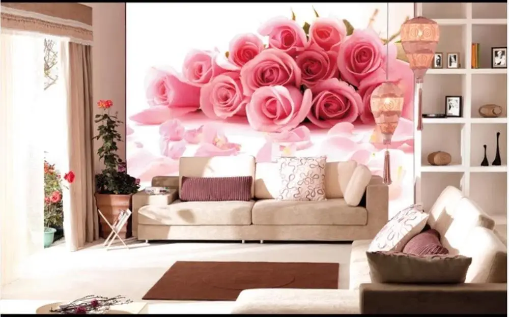 Пользовательские фото обои для стен 3 d росписи обоев Розовые розы теплый