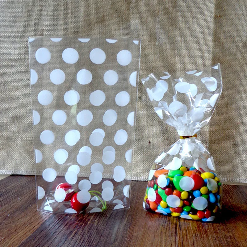 100 шт в горошек матовый пластиковый пакет печенье diy подарок Tassen voor конфеты для